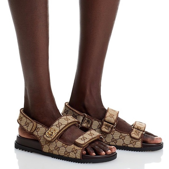 GUCCI GG logo supreme double strap sandals - Picture 2 of 5